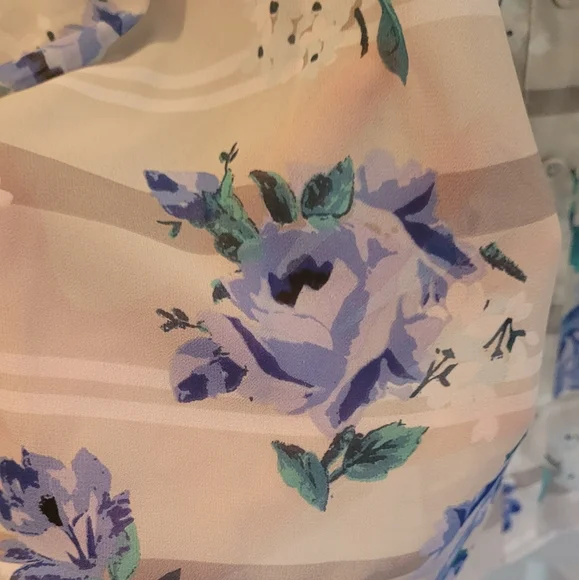 Torrid 1 Floral Print Women's Top - Blue and White - Picture 6 of 9